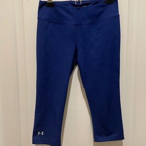 Under Armour Heat Gear Leggings - blue with secret pattern - small